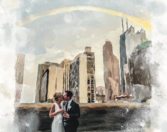 Painting From Photo, Wedding illustration, Custom wedding portrait From Photo, Custom Couple Portrait Watercolor, gift for her, gift for him