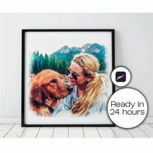Stampa acquerello RITRATTO DI CANE / Arte digitale per animali domestici / Regalo per amanti dei cani / Procreate disegnato a mano / Ritratto di animale domestico da foto / Regali per la perdita di un animale domestico