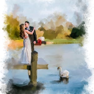 Aangepaste aquarel van foto, cadeaus voor haar, gepersonaliseerd familieportret, jubileumcadeau, huwelijksillustratie, muurkunst.