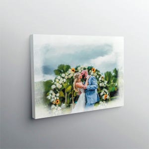 Pintura em aquarela personalizada a partir de foto, presentes para casal, retrato de família personalizado, aniversário, arte de cerimônia de casamento, desenho de casamento