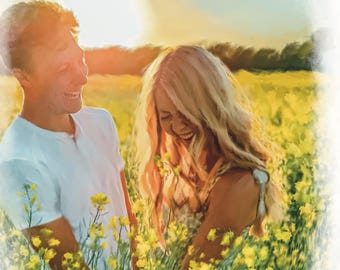 Custom Watercolor Couple Portrait From Photo: Wedding Illustration (Digital File)