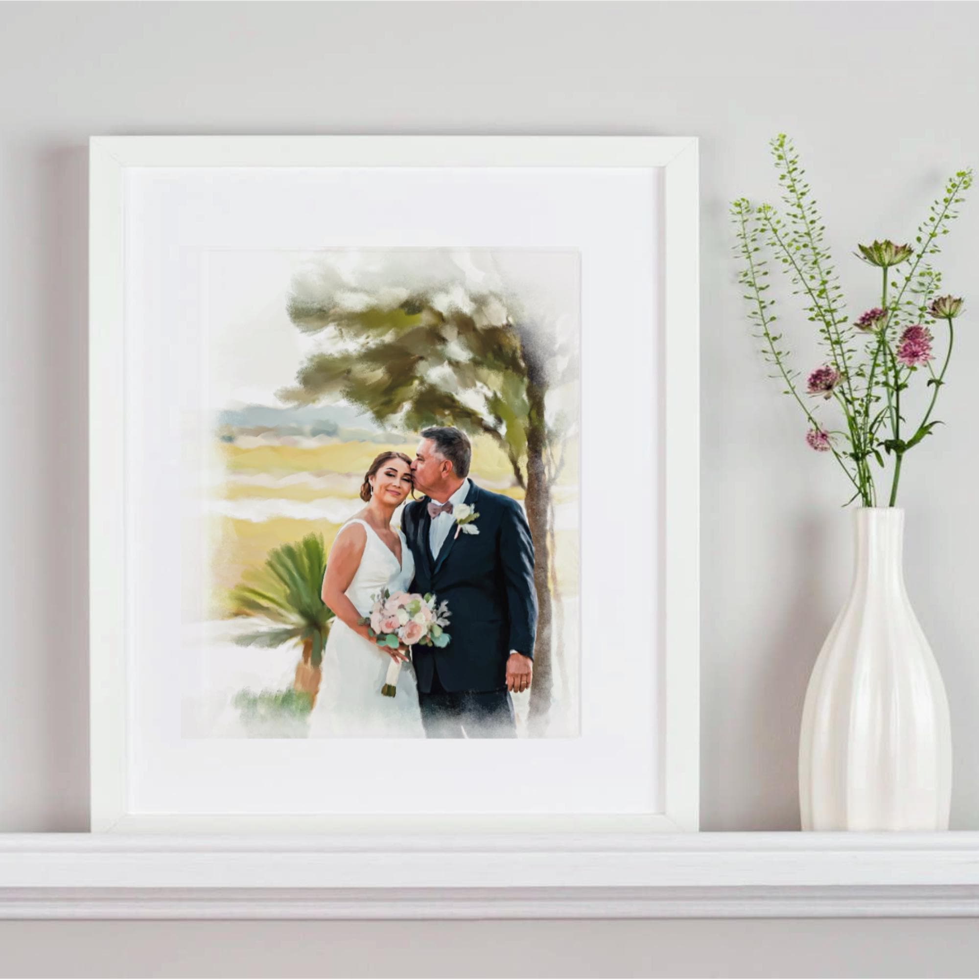 10th anniversary gift, ten year anniversary gift ideas for wife, husband, custom couple portrait illustration drawing, 10 year anniversary