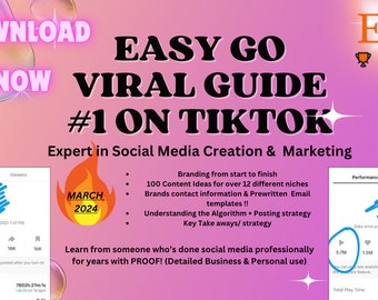 100+  VIRAL content ideas How to go viral on TikTok E-Book Guide made EASY for beginners 2024 Press contact information included!