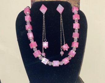 Pink passion Necklace and earring set