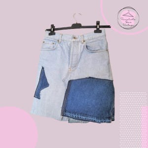 Upcycled Handmade Denim Skirt - Unique Recycled Fashion, Handmade Artistic Design, Eco-Friendly Denim, Sustainable Style