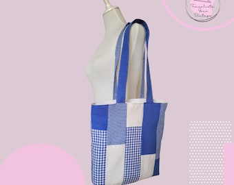 Upcycled Patchwork Tote Bag - Handmade Recycled Fashion, Eco-Friendly Large Bag, Unique Patchwork Design, Sustainable Accessory