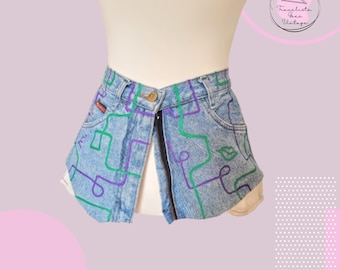 Hand-Painted Upcycled Denim Belt with Colorful Design - Unique Wearable Art