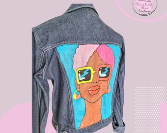 Hand-Painted Denim Jacket - Custom Art, Upcycled Fashion, Unique Statement Piece, Sustainable Clothing, Boho Style