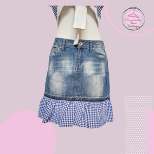 Jupe en jean recyclé faite main - Mode durable, Jeans recyclés, Boho Chic