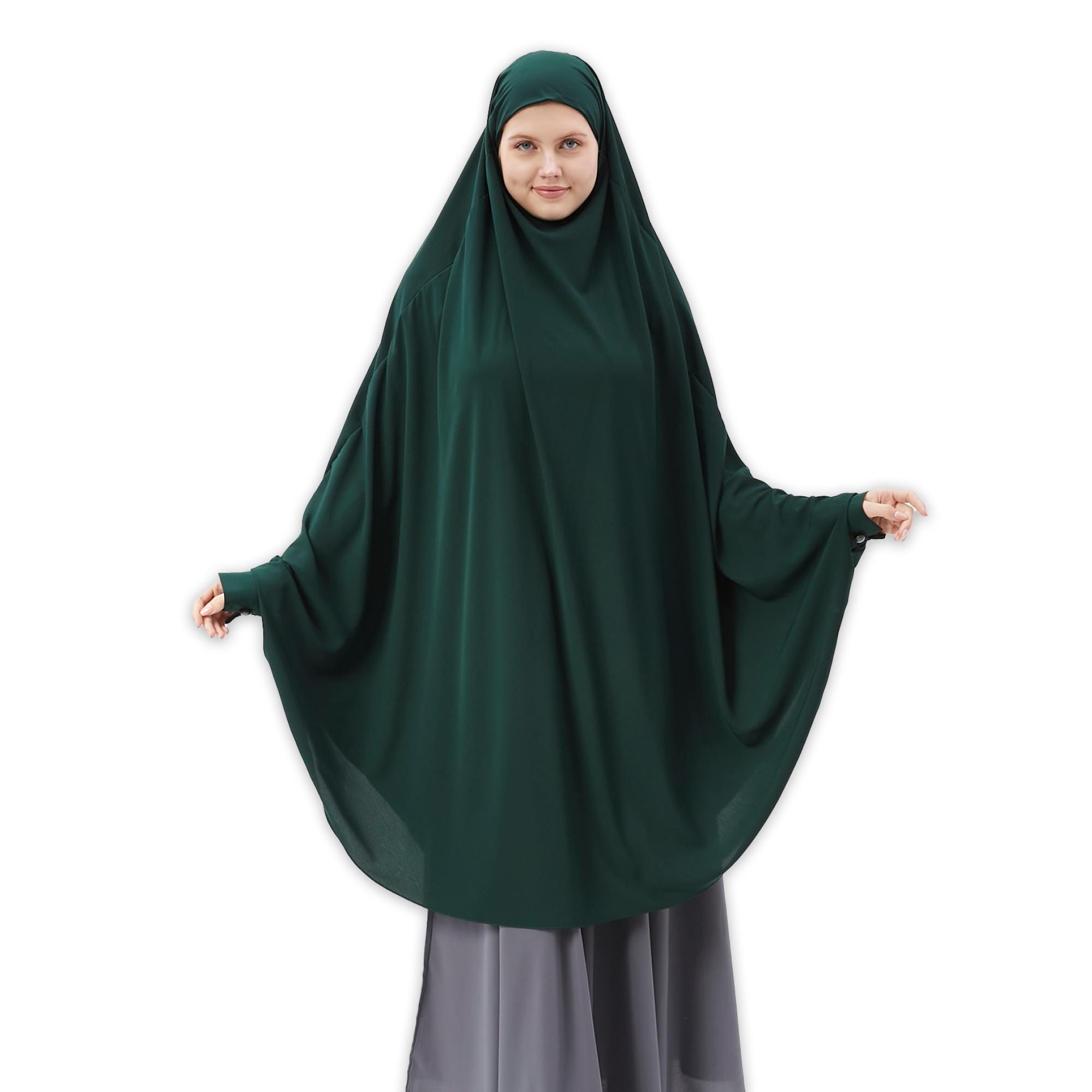 Medina Silk Jilbab One Piece with Veil | Luxury Over-Jilbab with Veil | Silk Jilbab with Attached Veil | Modest Head Covering for Women