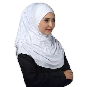 Practical Instant Hijab with Quick Snap Fasteners | Easy to Wear Muslim Head Wrap | Islamic Hijab with Neck Cover | Quick Effortless Hijab