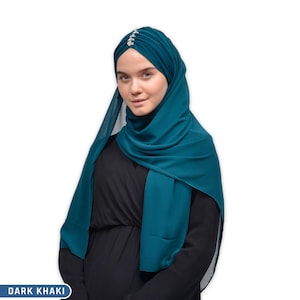Chiffon Hijab Scarf with Sparkling Stones – Elegant Shawl for Muslim Women | Modest Wrap, Islamic Gift, Bridesmaid Coverup