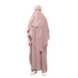 Elegant Medina Silk Abaya Jilbab Niqab Set: Three-Piece Islamic Clothing