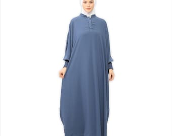 Medina Silk Abaya with High Neck & Batwing Sleeve | Abaya for Women – Loose-Fit | Maxi Modest Dress | Premium Islamic Clothing | Eid Gift