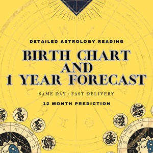 Birth Chart Report + 1 Year Forecast Astrology Reading, Birth Chart Analysis, 12 Month Prediction, Natal Chart Reading, Zodiac Chart Reading