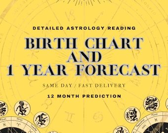 Birth Chart Analysis & 1 Year Forecast Astrology Reading, Birth Chart Analysis, 12 Month Prediction, Love, Career, and Life Predictions