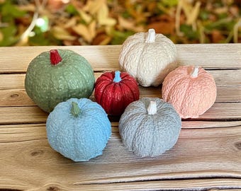Handmade Colorful Mini Pumpkin Ornaments - Fall Table Decor Set
