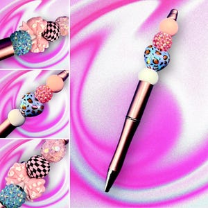 Whimsical Black Ballpoint Pen with Colorful Bead Accents | Perfect for Stationery Lovers | Unique Gift Idea!