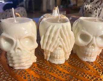 Halloween Goth Skull Candle Set: Spooky Home Decor