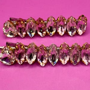 Pink and silver gem stone handmade sparkly large rhinestone hair clip fashion hair slide sold in pairs Christmas