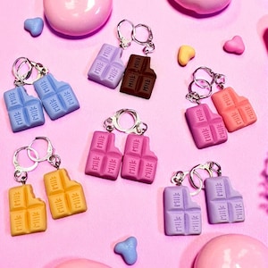 Oorbellen chocoladereep: nieuwigheid kostuumsieraden