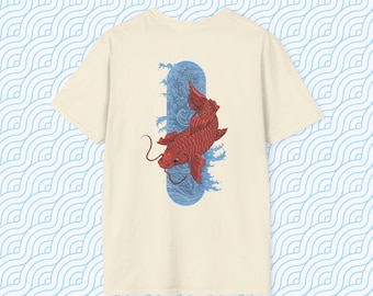 Japan Koi Fisch T-Shirt, Lässiges Hemd, Hemd im japanischen Stil, Original Design Japanisches Hemd, Japan Oni Hemd, Einzigartiges Kleid, stilvolles Hemd