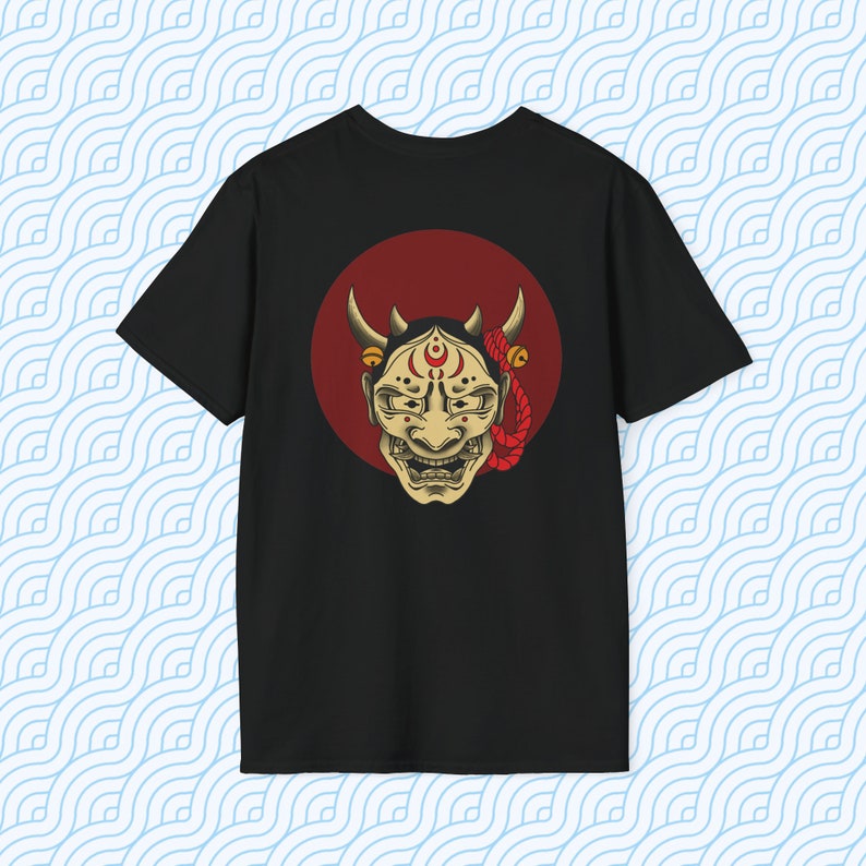 Japan Oni Maske T-Shirt, Lässiges Hemd, Japanische Maske Shirt, Original Design Japanisches Shirt, Japan Oni Shirt, Japanisches Teufel T-Shirt Black