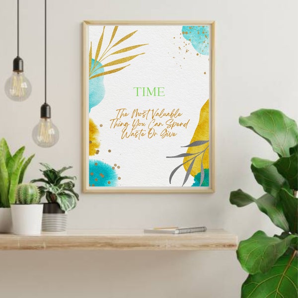 Minimalist Floral Poster Inspiring Quote Mindful Living Home Décor wall art flower poster bedroom home office art