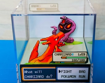 Pokémon rouge feu, GBA, Battle Charizard vs Arbok, modèle cube de diorama, jeux rétro