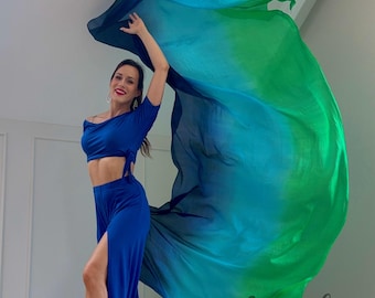Bellydance Veil 100% Silk Gradient Colours Dance Blue Purple Yellow Turquioise White Green Pink Red Orange and More