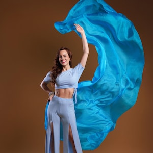 Voile de danse orientale 100 % soie Unicolore bleu rose violet orange rouge noir bordeaux vert blanc de danse