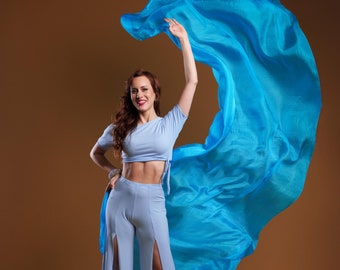 Bellydance Veil 100% Silk One Colour Blue Pink Purple Orange Red Black Bordeaux Green White Dance