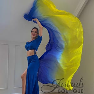 Bellydance Veil 100% Silk Gradient Colours Dance Blue Purple Yellow Turquioise White Green Pink Red Orange and More