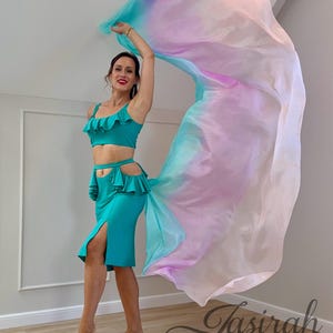 Bellydance Veil 100% Silk Gradient Colours Dance Blue Purple Yellow Turquioise White Green Pink Red Orange and More