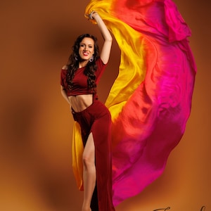 Bellydance Veil 100% Silk Gradient Colours Dance Blue Purple Yellow Turquioise White Green Pink Red Orange and More