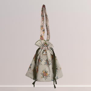 Handmade Cotton Drawstring Tote Bag: Farmers Market Travel Bag