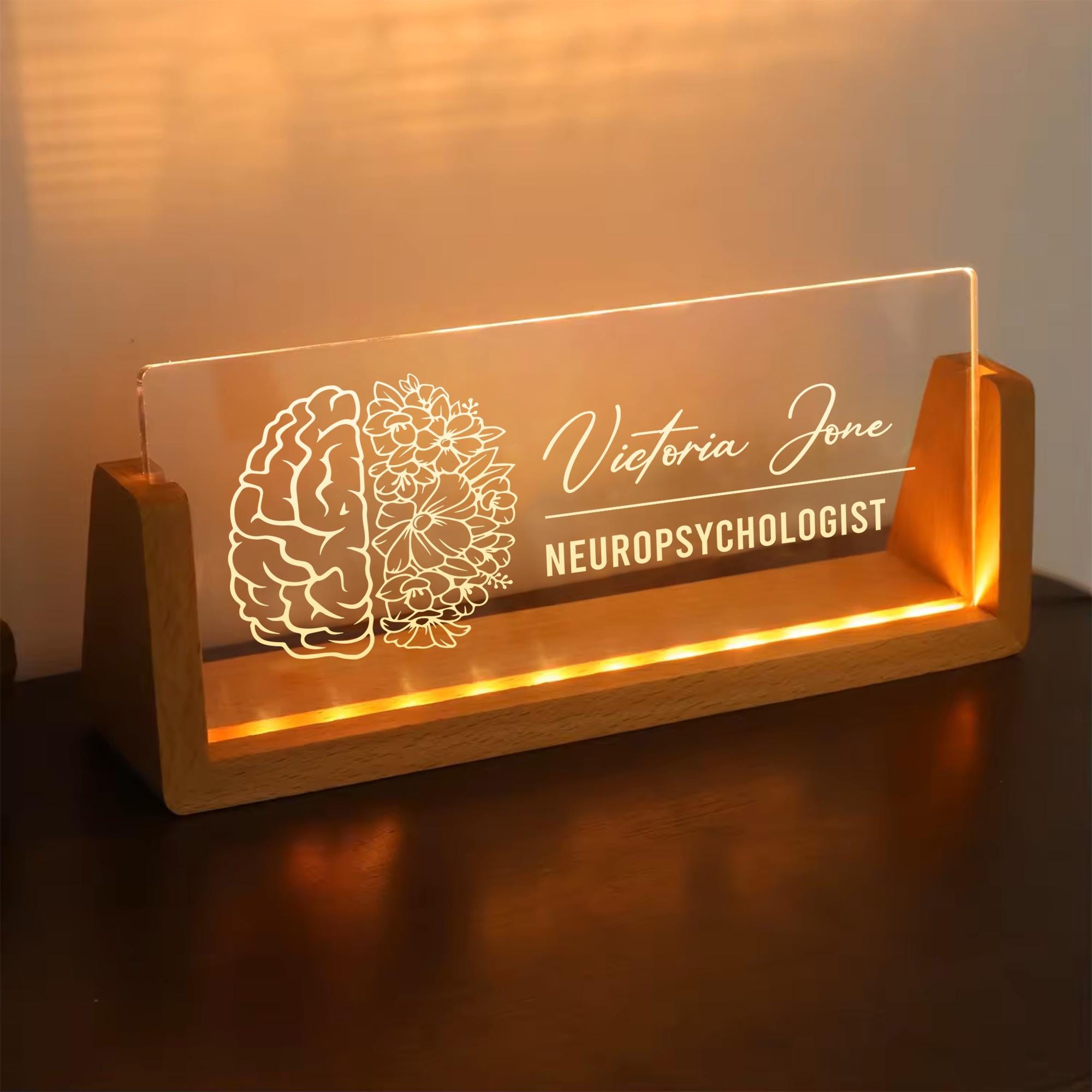 Personalized Psychologist Desk Name Plate, Neurologist Night Light, Neurology Student, Doctor Gift, Neurologist Desk Sign , Brain Desk Decor
