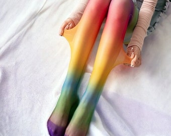 Collants arc-en-ciel | Bas colorés | Bas élastiques Pride | Collants LGBT | Bas LGBTQ du mois de la fierté | Chaussettes colorées pour carnaval