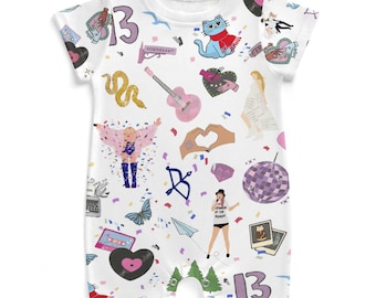 Infant Baby Bodysuit Romper for Play and Sleep in Cute Trendy All Over Print Great Gift