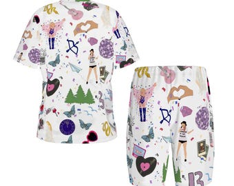 Kids Pop Music Pajama Set: Short Sleeve Crew Neck Sleepwear