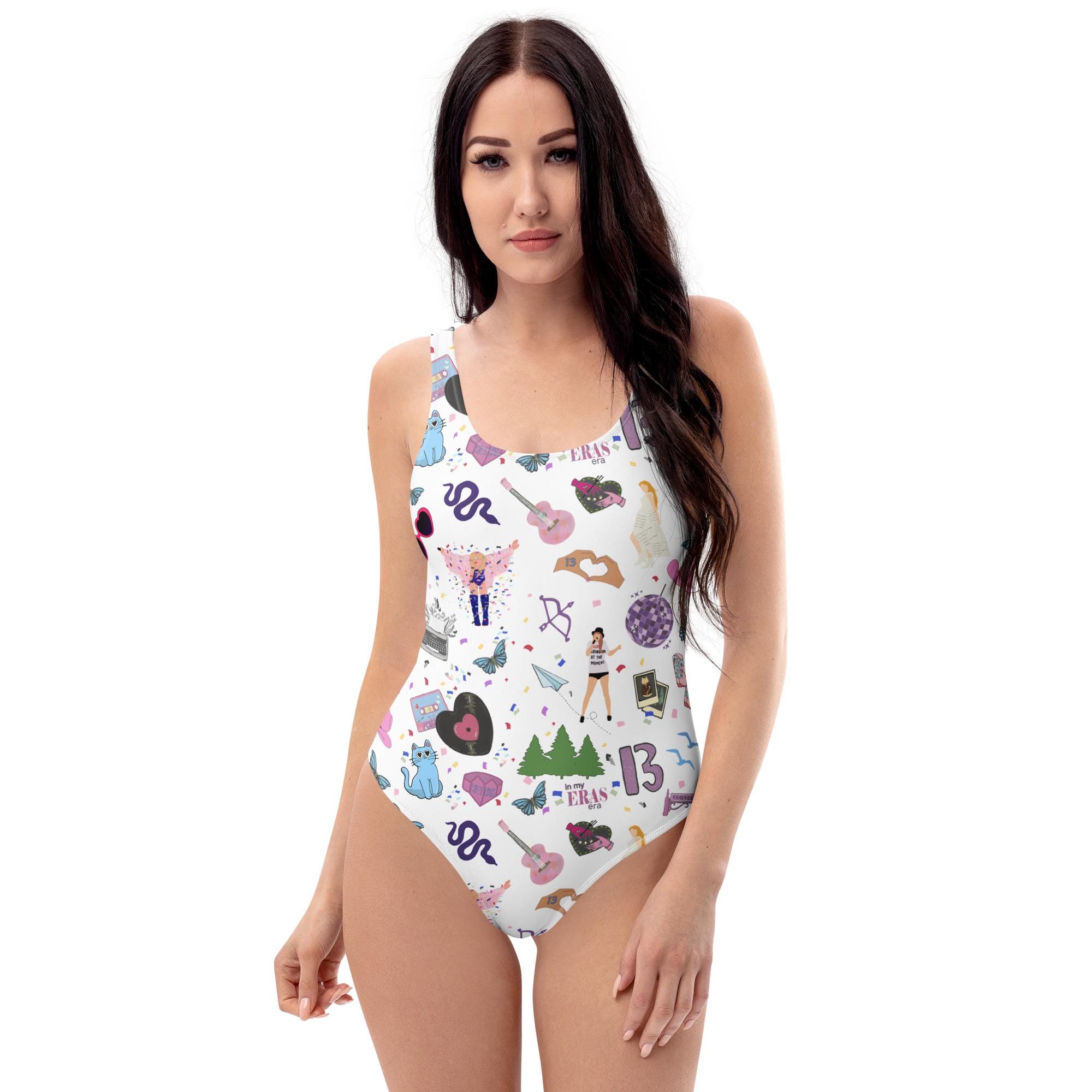 Women's and Teen's, Sizes XS to 3XL One-Piece Swimsuit with Cute Trendy All Over Print
