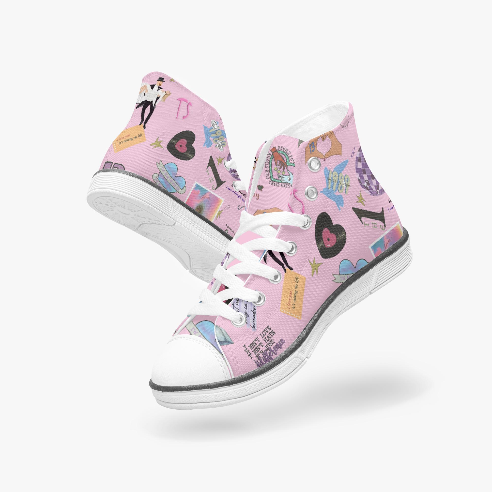 Kids High Top Canvas Shoes: All Over Print Design
