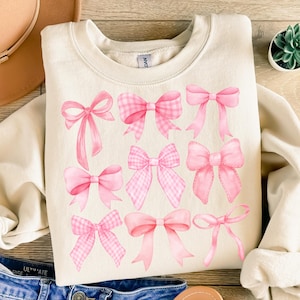 Lazos rosa pastel PNG, diseño de camiseta con collage de acuarela, sublimación (descarga digital) imagen 1