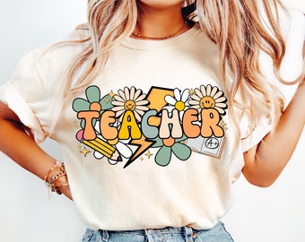 Teacher png, Teacher sublimation, Teacher png design download, Groovy teacher png, Retro Teacher png, Retro Teacher Designs