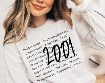 2001 Words PNG, 25th Birthday Shirt Design, Sublimation (Digital Download)