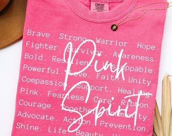 Pink Spirit Words png svg, Breast Cancer Awareness sublimation, Motivational Sublimation, Cancer Survivor png svg, Fight Cancer, October