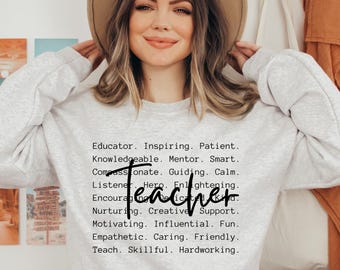 Teacher Words PNG SVG, School Shirt Design, Sublimation (Digital Download)