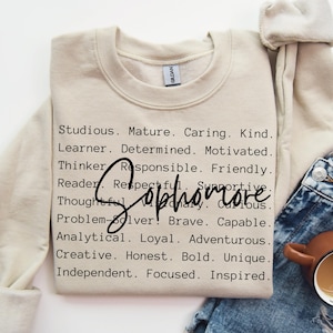 Sophomore words png svg, Graduation 2028 sublimation, Grade Ten shirt design, gift idea, minimal shirt, digital download, back to school image 1