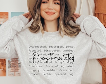 Overstimulated words png svg, Overstimulated sublimation, Mental Health png, Trendy png, Funny tshirt png svg, Overstimulated png svg