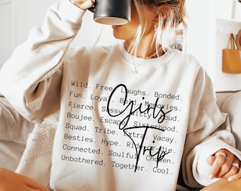Palabras para viaje de chicas PNG SVG, diseño de camiseta para escapada de chicas, sublimación para mejores amigas (descarga digital)
